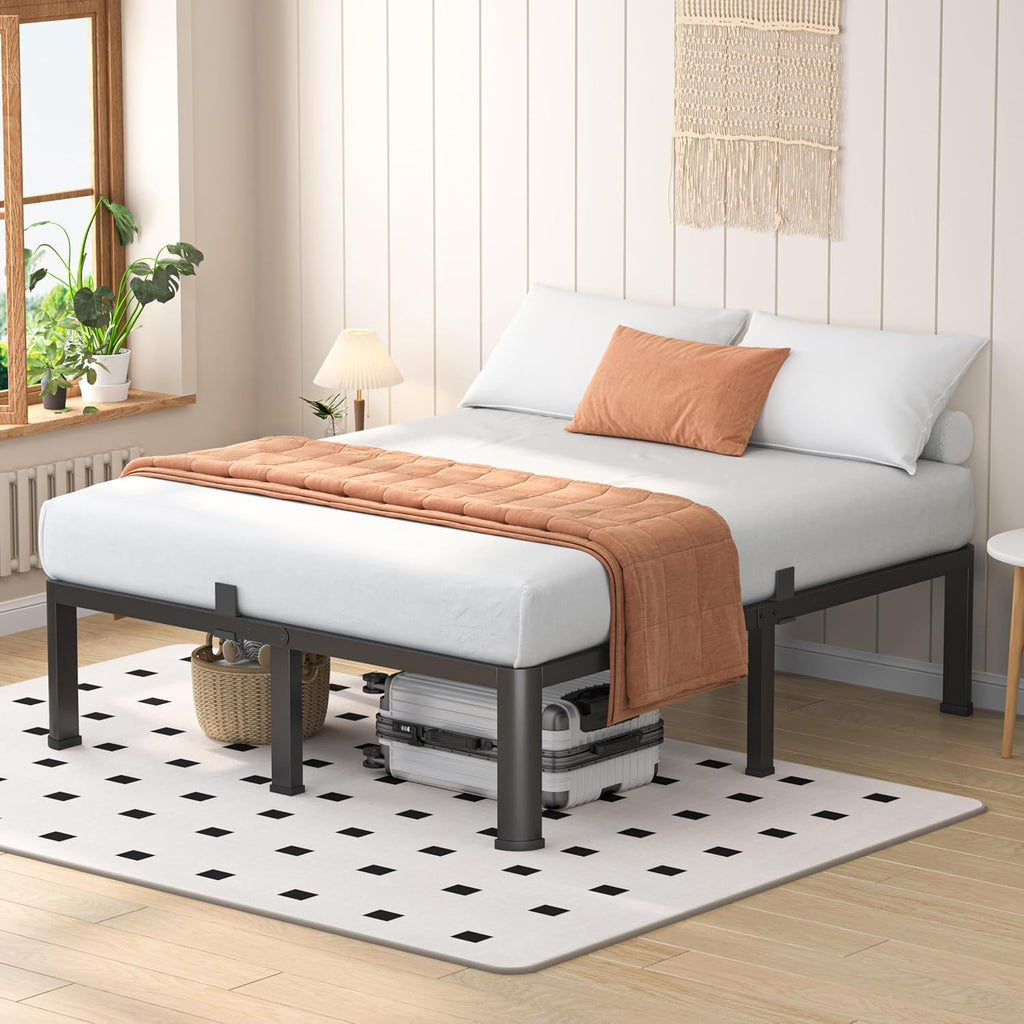 VIPSHOW 20 Inch Queen Heavy Duty 3500 lbs Bed Frame with Round-Corner Legs & Anti-Squeak Design – Quick Assembly Metal Platform, No Box Spring Needed
