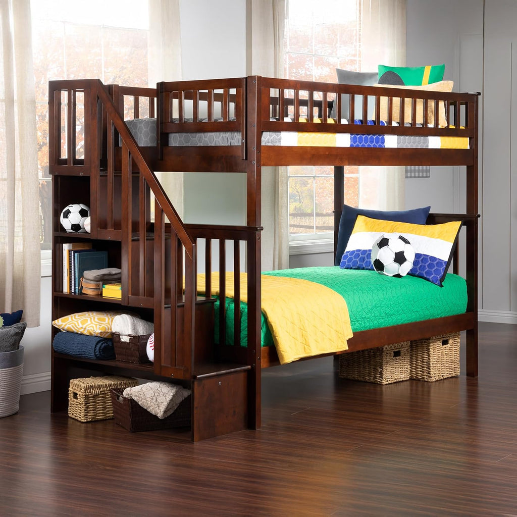 AFI, Woodland Staircase Bunk Bed Twin Over Twin, Walnut