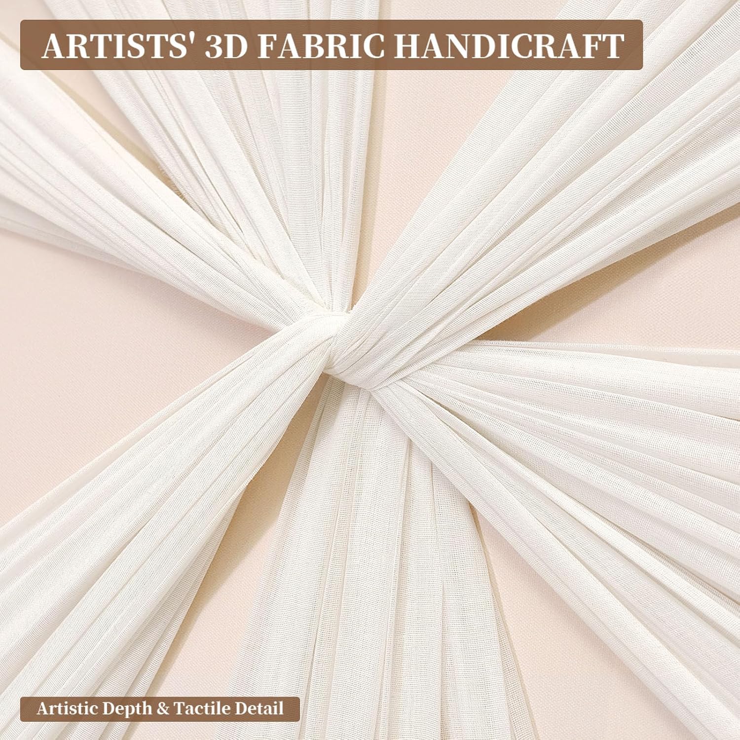 Artists' Handicraft, Large 3D Fabric Hand Painted Framed Wall Art, Minimalist Modern Luxury Artwork, Abstract Boho Modern Long Beige Wall Decor, Neutral Trendy Paintings for Living Room Bedroom Hallway Office, Vertical, 30x45 In