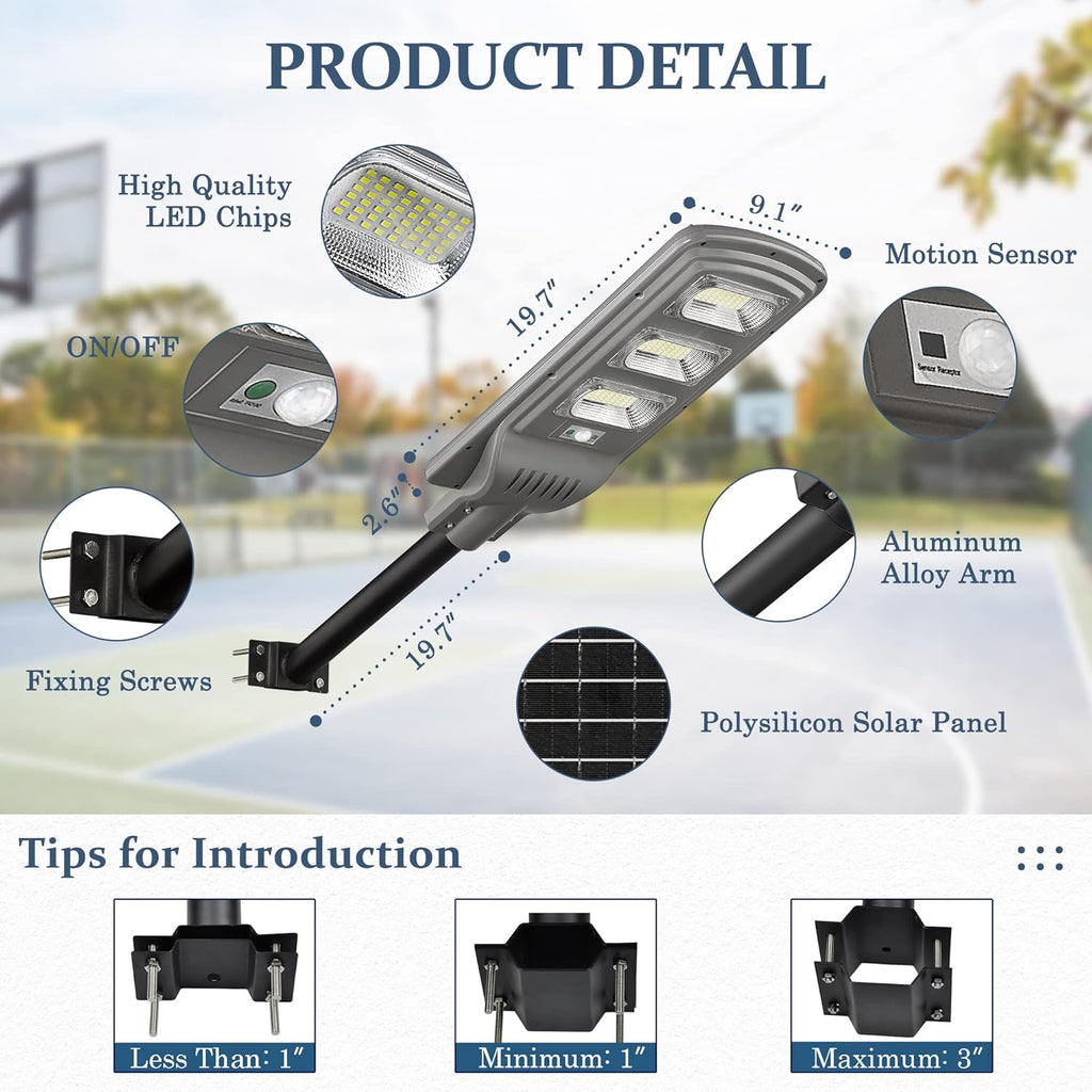 Lovus 2Pack Solar LED Street Light, 4200W Outdoor Solar Parking Lot Light Dusk to Dawn with Motion Sensor for Garage, Driveway, IP65 Waterproof, Wall or Pole Mount