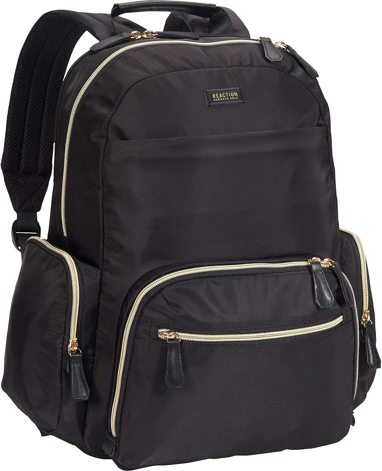 Kenneth Cole REACTION Sophie Women's Silky Nylon 15' Laptop & Tablet Anti-Theft RFID Travel Backpack Bag, Black With 20' Carry-On
