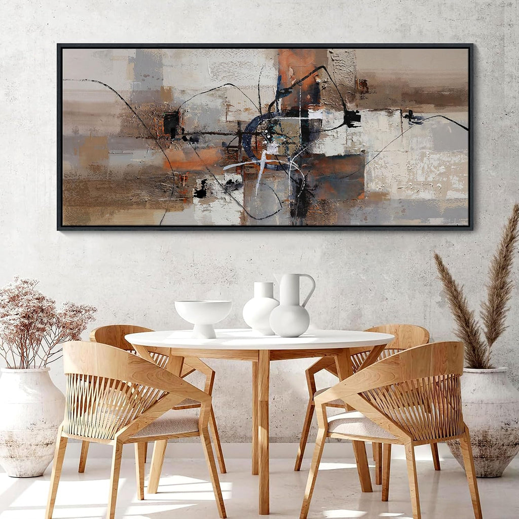 YDYSUNE Abstract Painting Wall Art Textured Picture for Living Room Orange Home Bedroom Decoration Modern Framed Extra Large Artwork Decor 70x31IN Brown Gray Wall Decoration