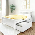 Max & Lily Classic Full Bed, Slatted Headboard, with Storage Drawers, White