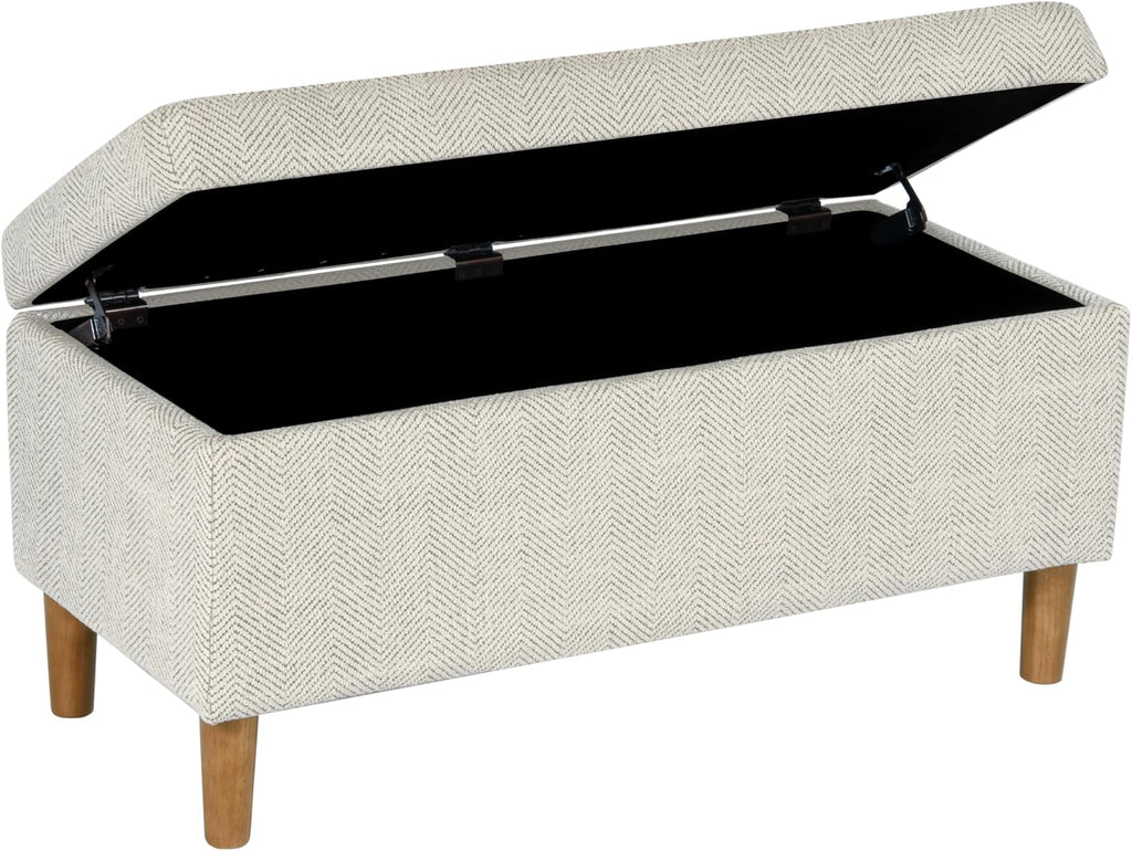 HomePop Malmo Decorative Storage Bench -Cream Chevron Woven