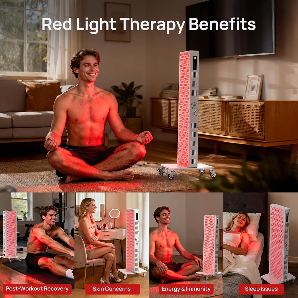 Red Light Therapy Panel for Body, 7 Wavelengths (630, 660, 780, 810, 850, 940, 1060 nm), 300LEDs, Near‑Infrared Light Wellness Device with Adjustable Intensity, Home Use