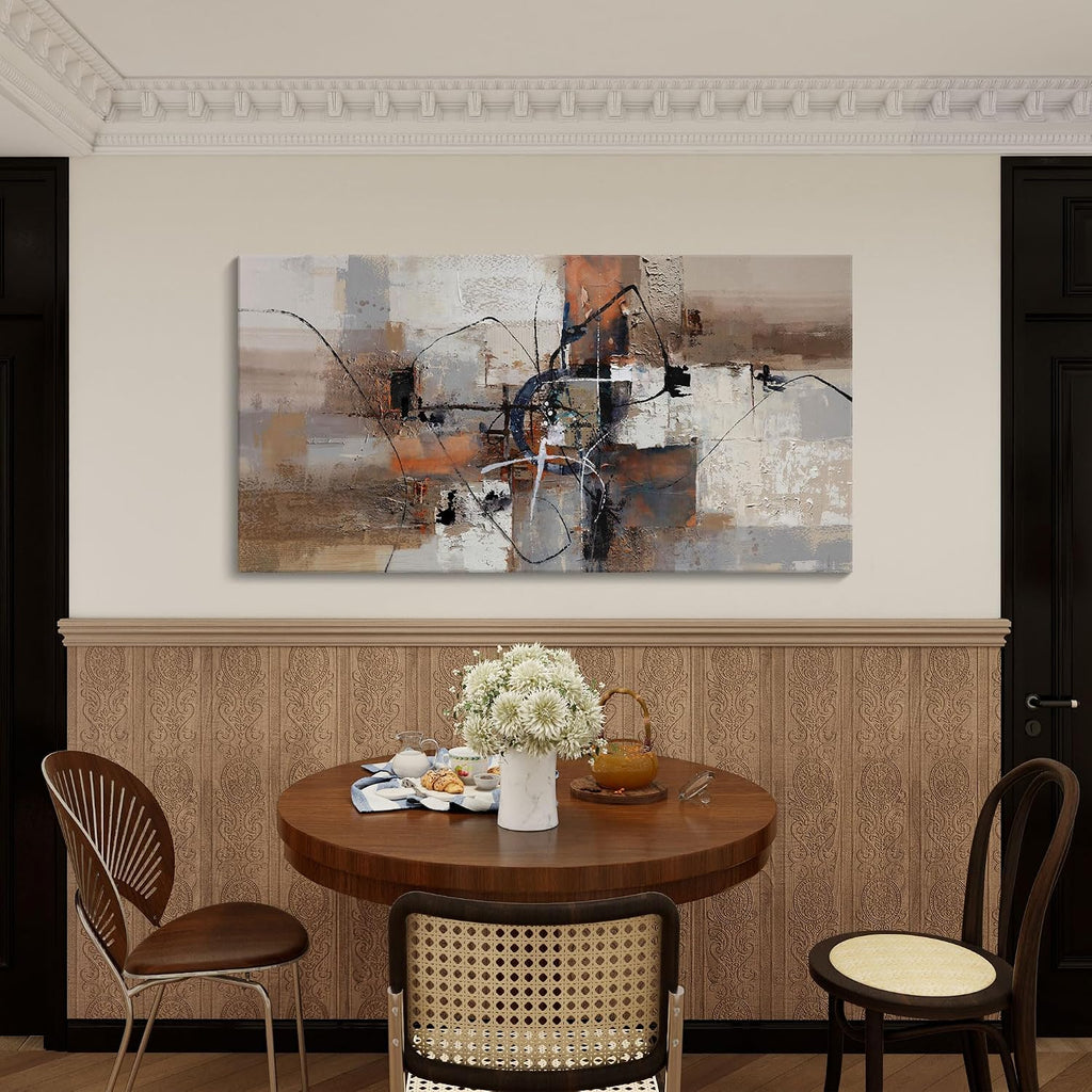 YDYSUNE Abstract Canvas Wall Art, Modern Wall Decor Painting, Brown Room Decorations, Orange Wall Art for Living Room, Bedroom, Office Artwork Wall Decor 29×58IN