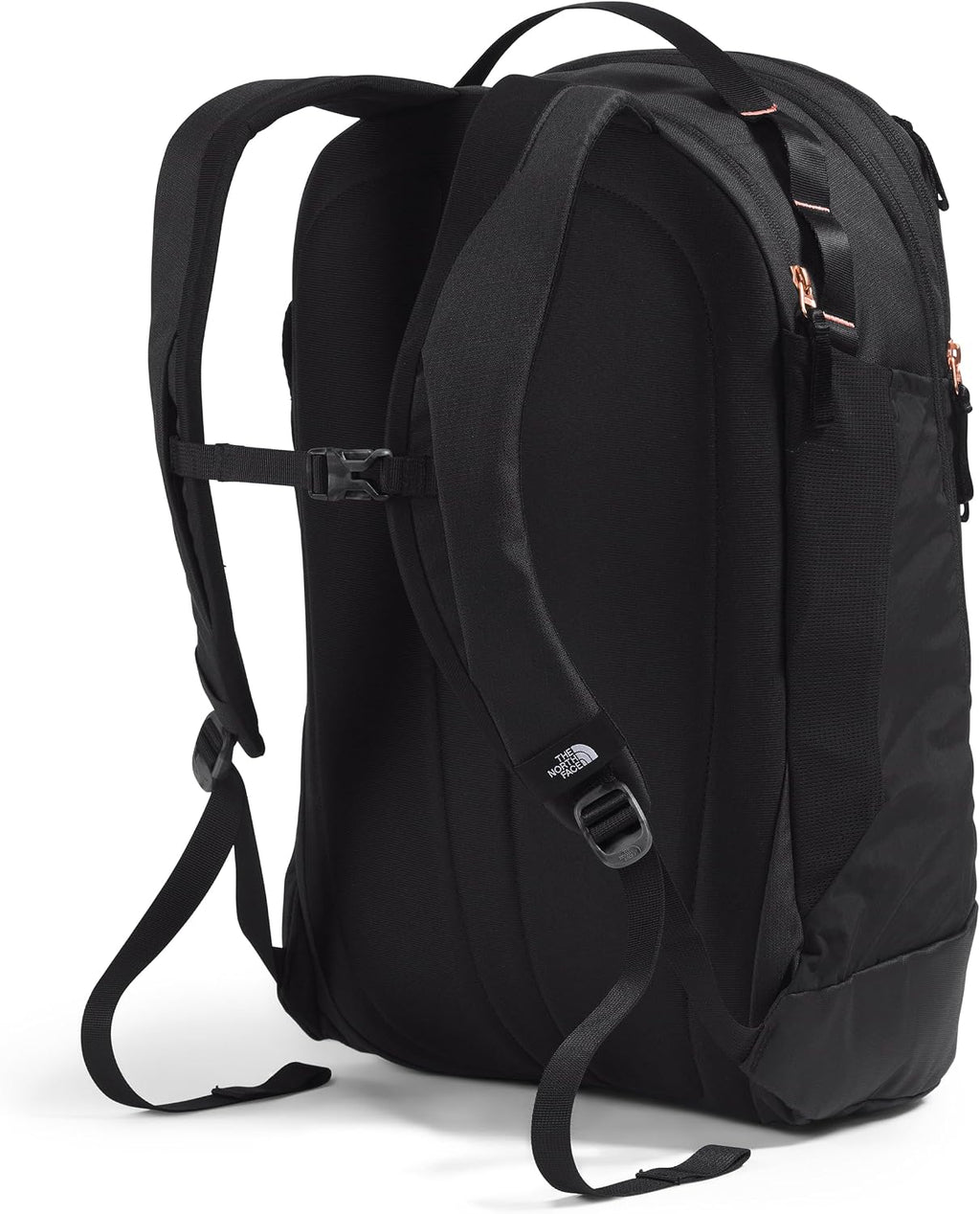 The North Face Women's Isabella Transit Backpack | Commuter Travel Bag with 16' Laptop Sleeve, Water-Repellent Finish, Women-Specific Fit, TNF Black Light Heather/Burnt Coral Metallic-NPF, One Size