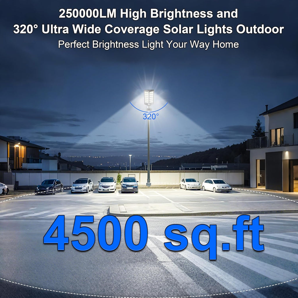 loyoele 9000W Solar Street Lights Outdoor 120000LM, Commercial Parking Lot Light 7000K, Solar Flood Outdoor Lights IP67 Waterproof with Motion Sensor for Road, Garden