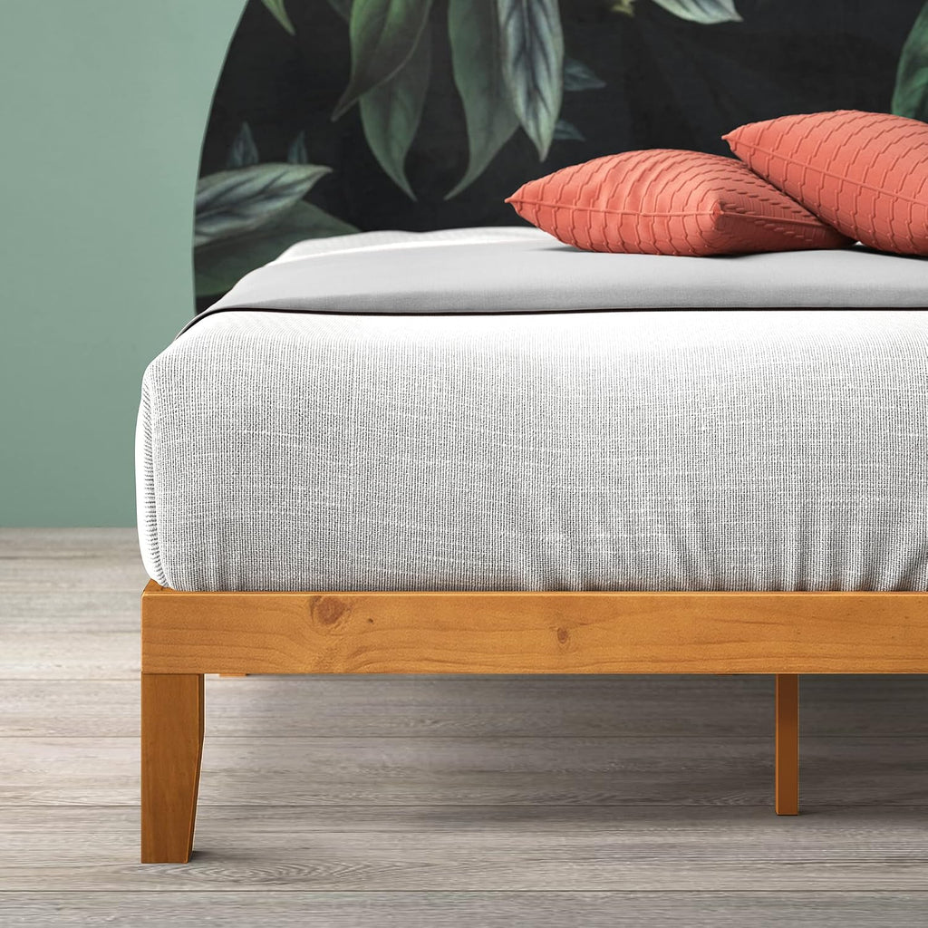 Zinus Alexia Wood Platform Bed Frame, Solid Wood Foundation, No Box Spring Needed, Wood Slat Support, Easy Assembly, Rustic Pine, King