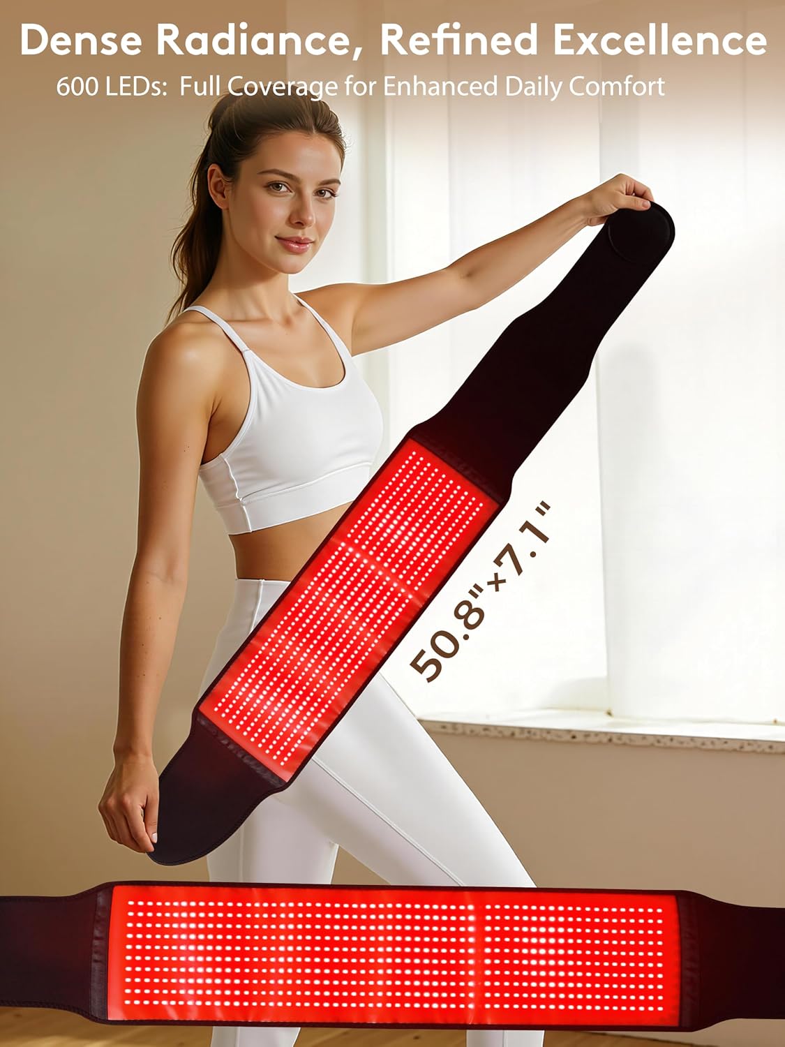 Red Light Therapy Belt, 600 High-Density LEDs Infrared Wrap with 5 Intensity Levels, 6 Timer Settings, Handheld Controller, Ideal Mother's Day Gift for Mom, Women, Men