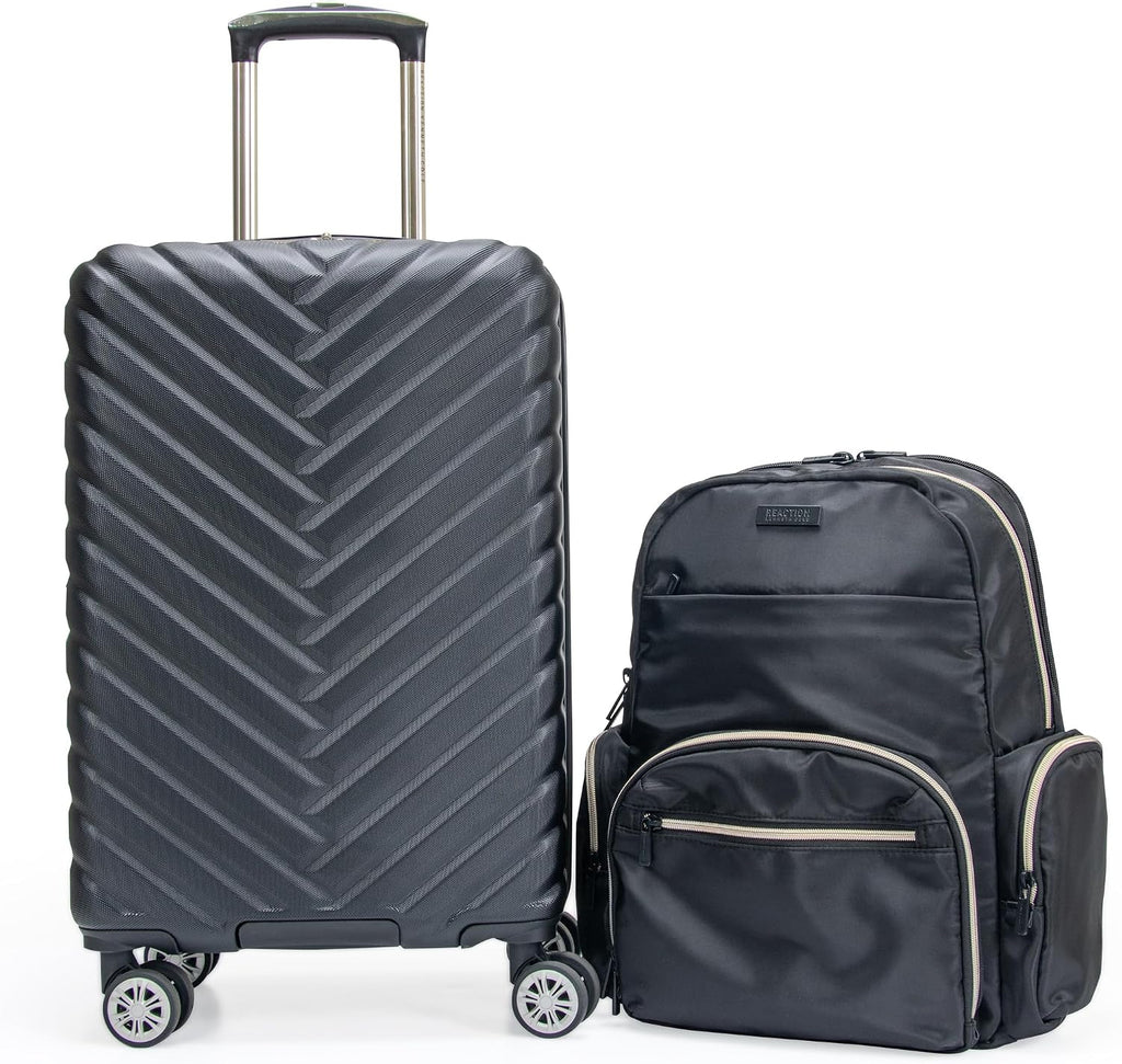 Kenneth Cole REACTION Sophie Women's Silky Nylon 15' Laptop & Tablet Anti-Theft RFID Travel Backpack Bag, Black With 20' Carry-On