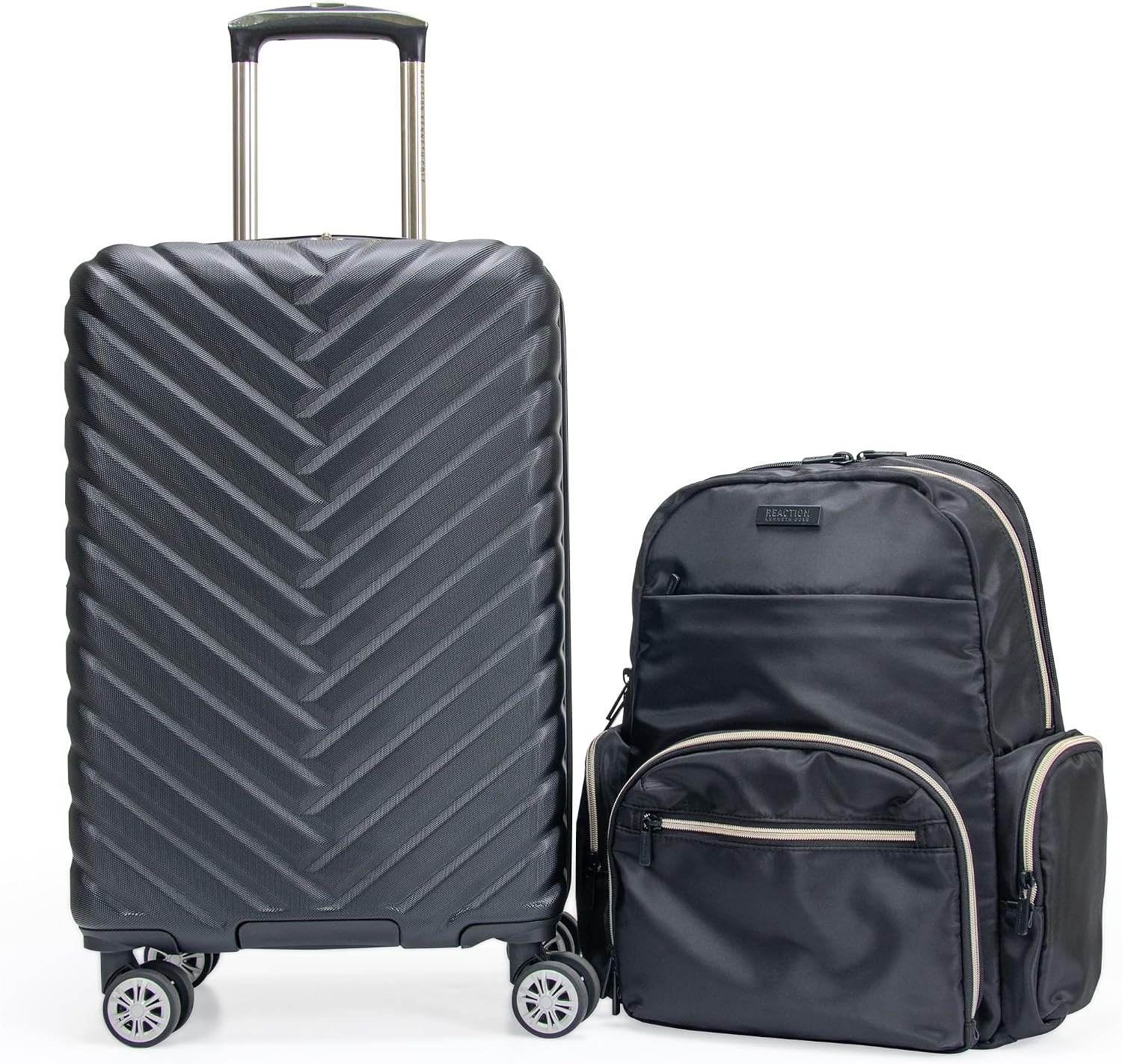 Kenneth Cole REACTION Sophie Women's Silky Nylon 15' Laptop & Tablet Anti-Theft RFID Travel Backpack Bag, Black With 20' Carry-On