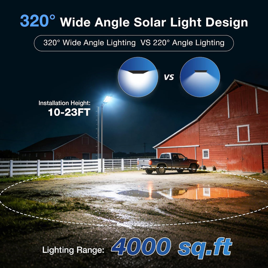WYWNA 15000W Solar Street Light - 7000K Solar Street Lights Outdoor Dusk to Dawn, Solar Lights Outdoor with Motion Sensor, Wide Angle IP66 Waterproof with Remote Control