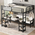 JIVOIT Queen Over Twin XL Metal Bunk Bed/Loft Bed, Multi-Functional Folding Design with Desk and Shelves, Multiple Uses Folds into Sofa, No Box Spring Needed
