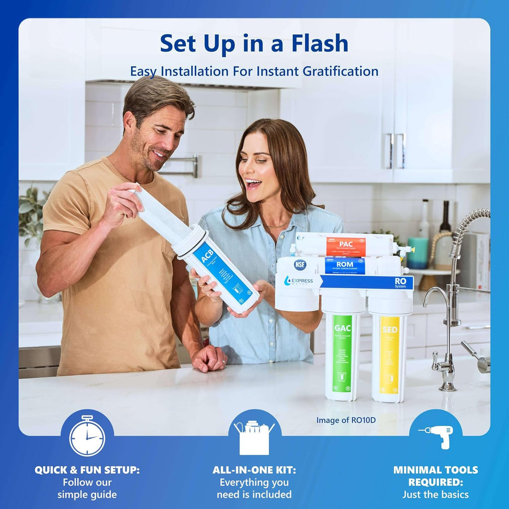 Express Water Reverse Osmosis Deionization Water Filtration System – 6 Stage RO System with Faucet and Tank – Under Sink Water Filter – with Deionization Water Filter – 100 GPD
