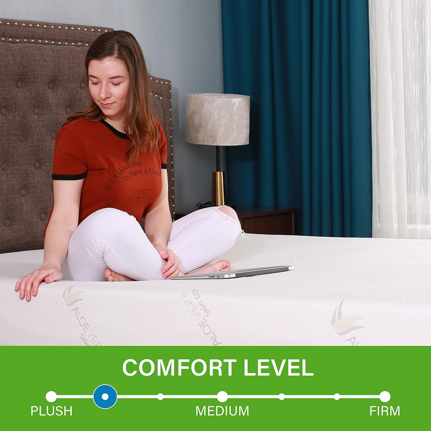 8-Inch Aloe-Infused Memory Foam Mattress ｜Roll-Compressed｜3-Layer Extra Firm Comfort and Support｜Refreshing Sleep for Master/Guest Bedroom｜White｜Twin Size