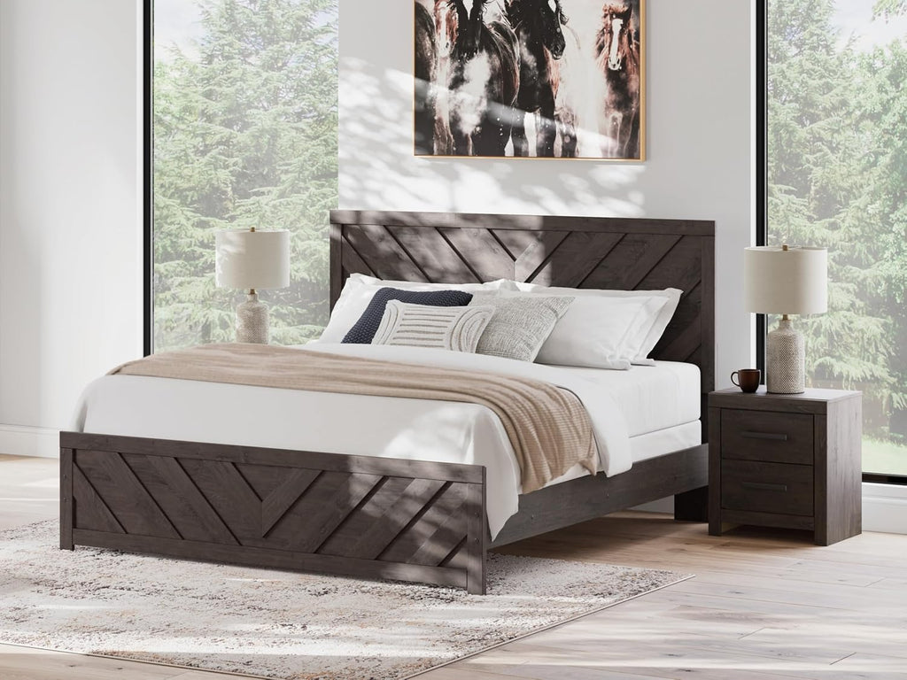 Signature Design by Ashley Prendonea Casual King Panel Bed, Foundation or Box Spring Needed, Gray