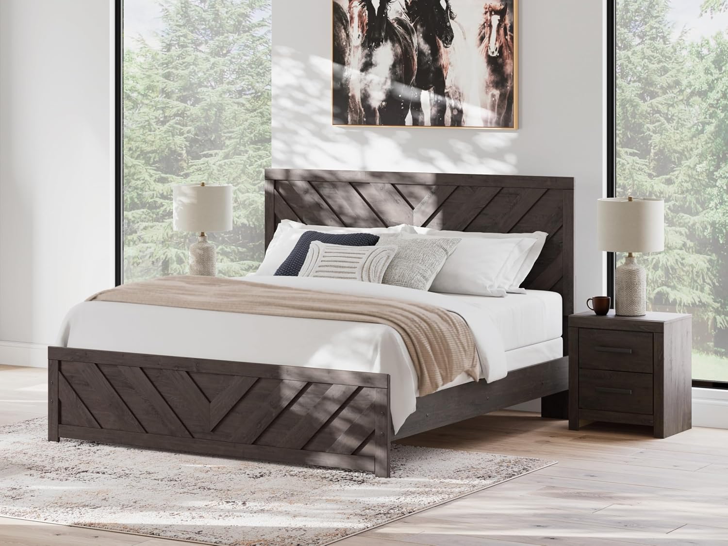 Signature Design by Ashley Prendonea Casual King Panel Bed, Foundation or Box Spring Needed, Gray