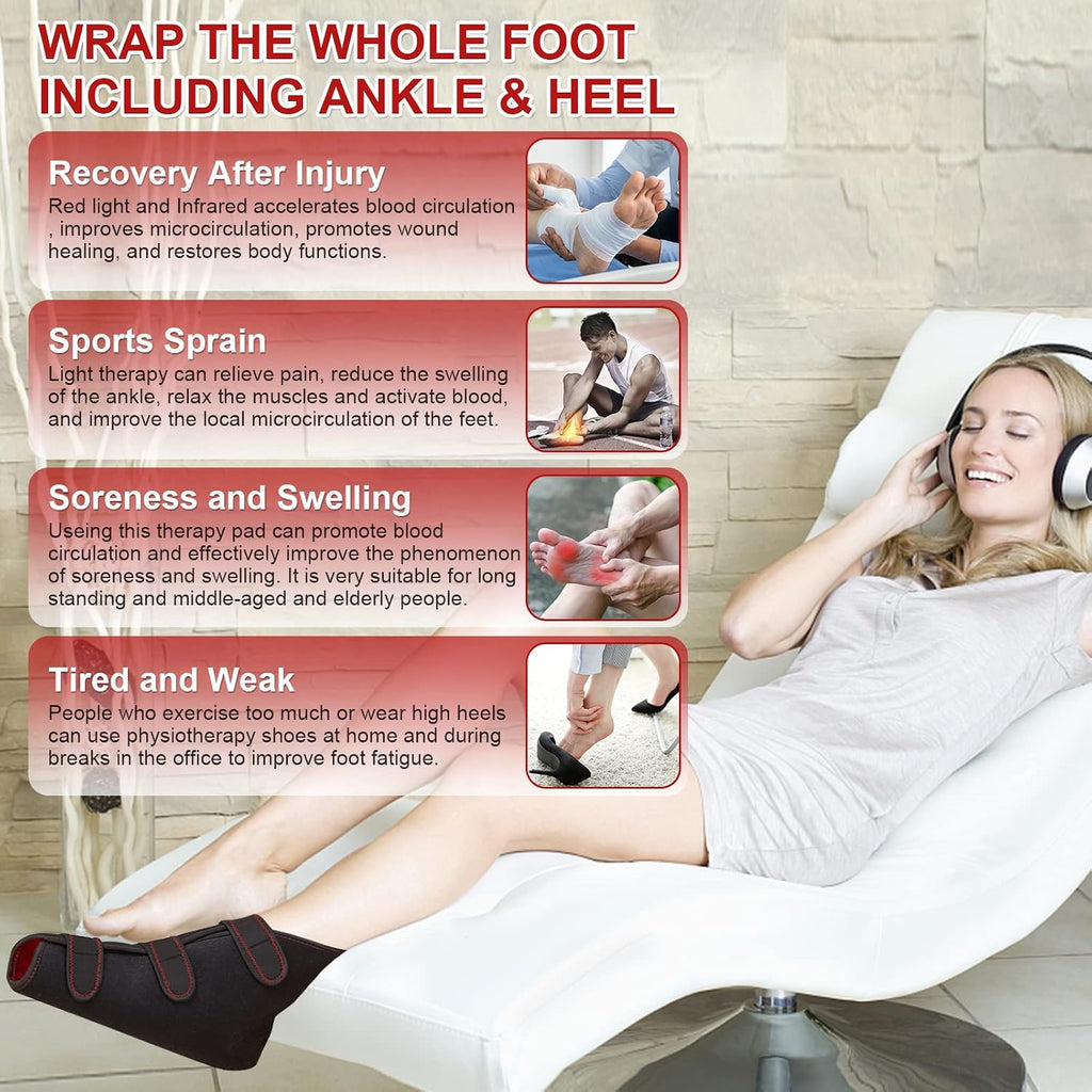CAMECO Red & Infrared Light Therapy for Feet, 660nm & 850nm LED Red Light Therapy Shoe Device with Pulse Mode, Timer & Temperature Setting for Foot Feet Toes Instep Pain Relief (Single)