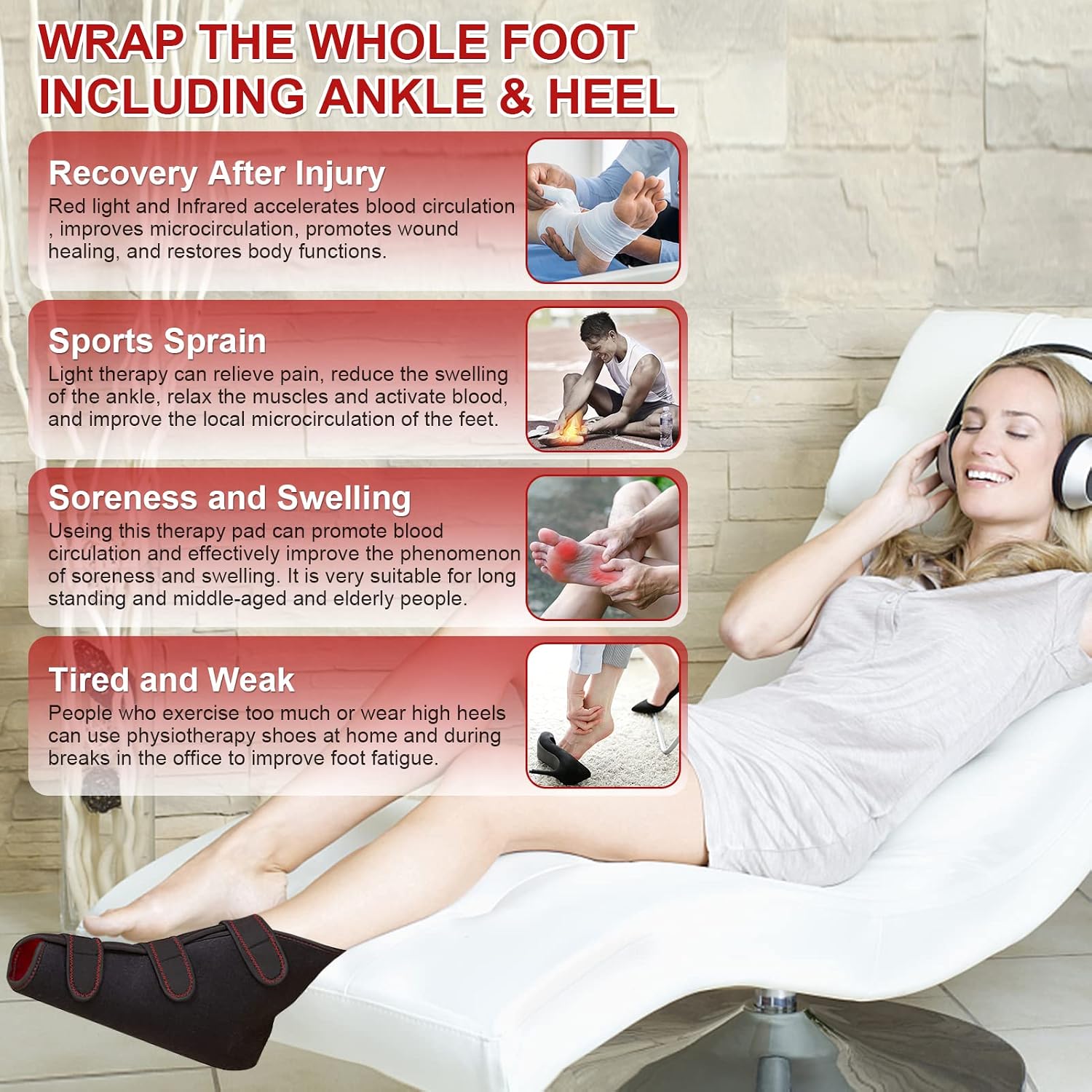 CAMECO Red & Infrared Light Therapy for Feet, 660nm & 850nm LED Red Light Therapy Shoe Device with Pulse Mode, Timer & Temperature Setting for Foot Feet Toes Instep Pain Relief (Single)