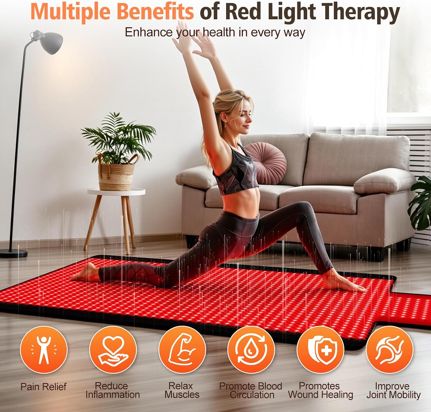 LITDUCK Body Red Light Therapy Mat, Eligible Red Light Therapy Blanket, 2in1 LEDs(660nm& 850nm), Premium Leather, Adjustable Timer & Intensity,76.8' x 33.4' 1370leds