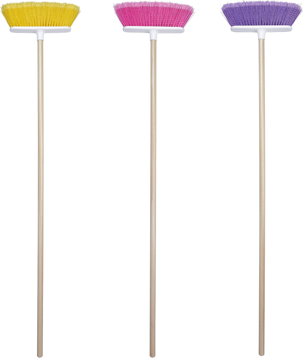 The Original Soft Sweep Magnetic Action Broom Assorted Colors with Natural Finish Wood Handles (12 Brooms)