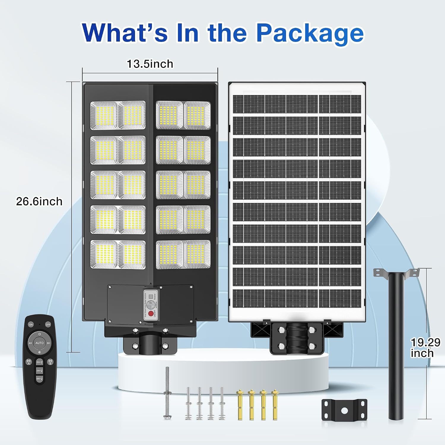 WYWNA 9000W Solar Street Light Outdoor, 8000K Motion Sensor Solar Lights with Remote, IP66 Waterproof Security Light, 350° Wide Angle, Dusk to Dawn for Parking Lot Yard Farm (2)