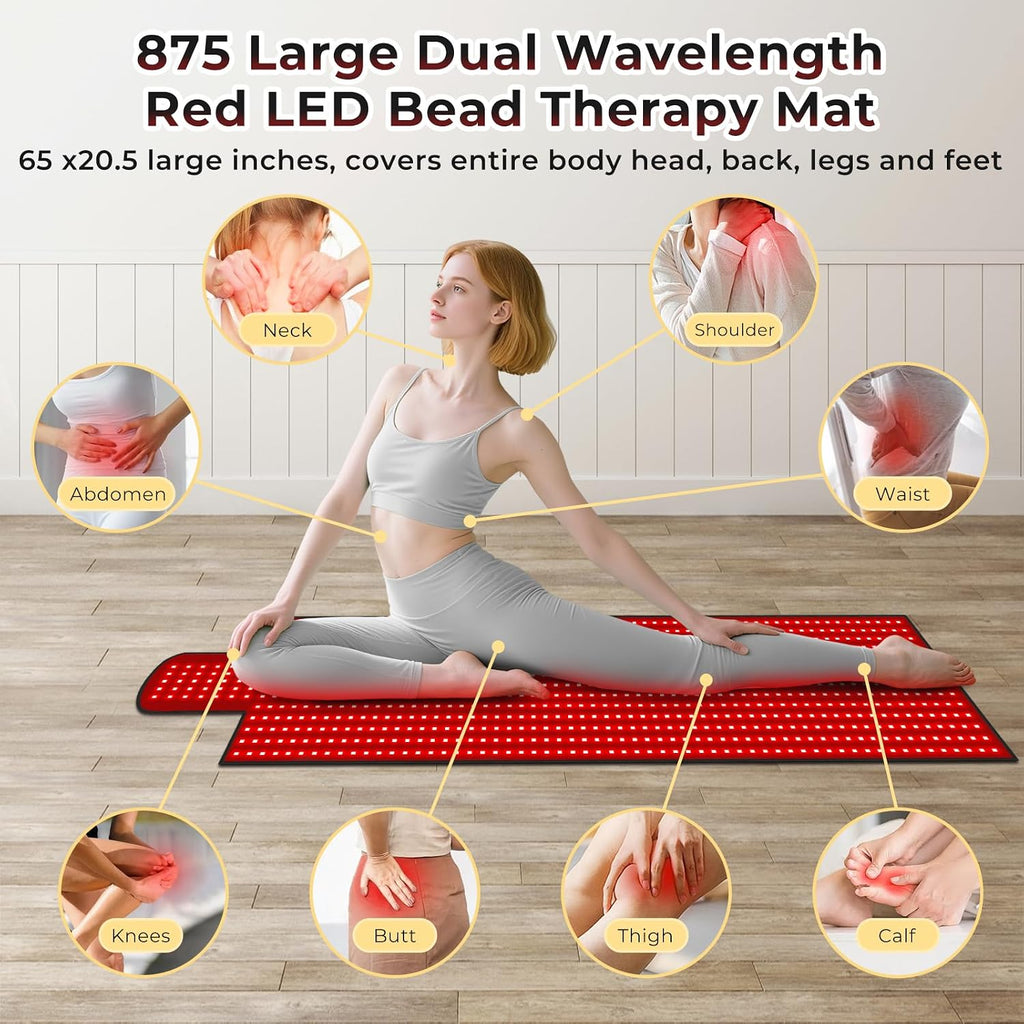 LITDUCK Body Red Light Therapy Mat, Eligible Red Light Therapy Blanket, 2in1 LEDs(660nm& 850nm), Premium Leather, Adjustable Timer & Intensity