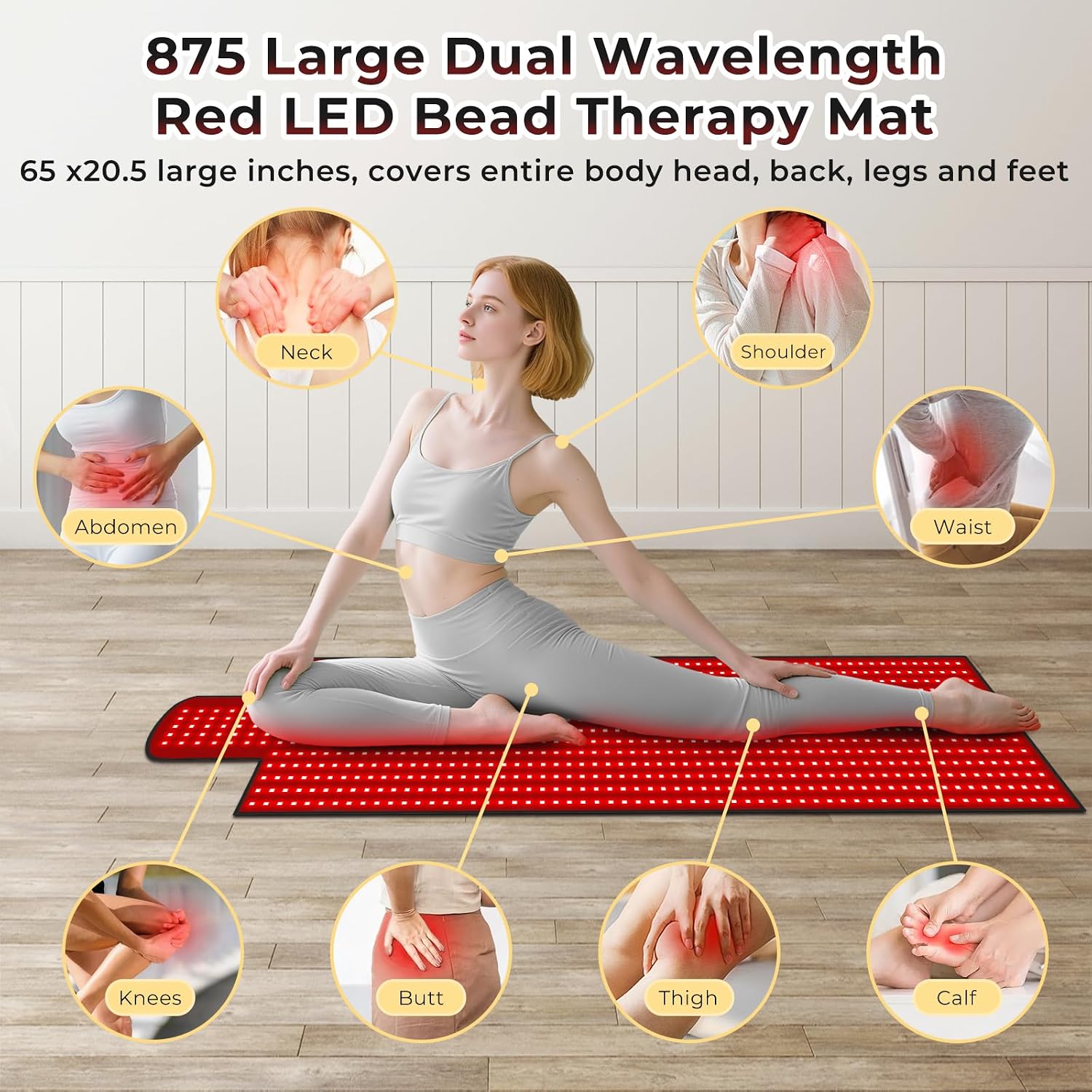 LITDUCK Body Red Light Therapy Mat, Eligible Red Light Therapy Blanket, 2in1 LEDs(660nm& 850nm), Premium Leather, Adjustable Timer & Intensity