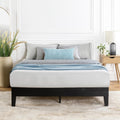 Mellow Naturalista Grand 12 Inch Solid Wood Platform Bed with Wooden Slats, Easy Assembly, Queen, Black