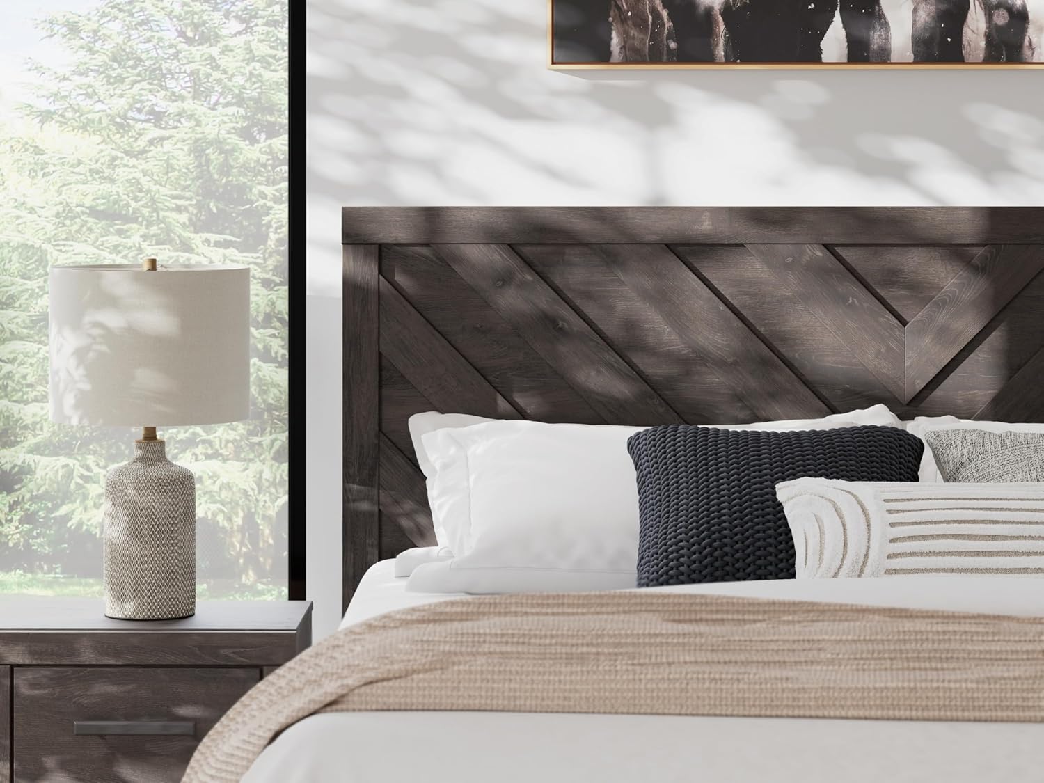Signature Design by Ashley Prendonea Casual King Panel Bed, Foundation or Box Spring Needed, Gray