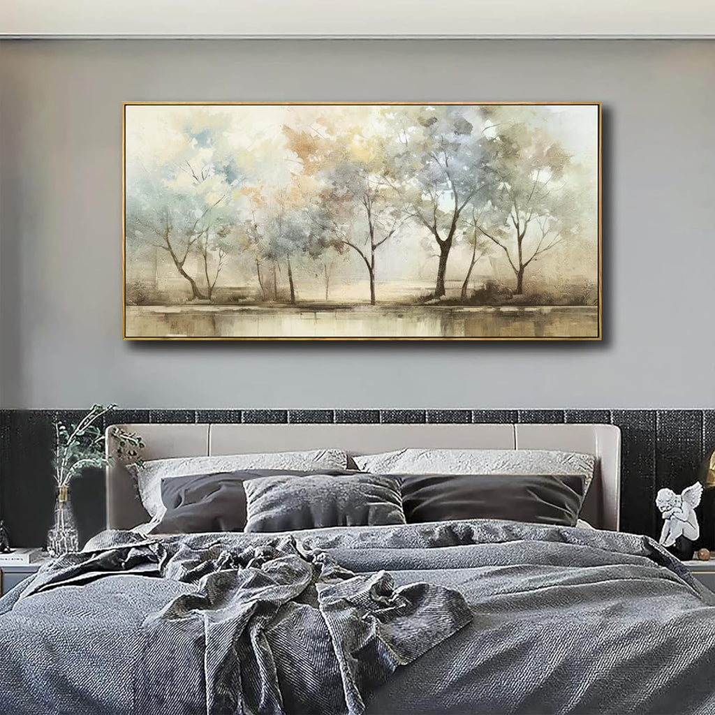 VHMING Abstract Wall Art Artwork Retro Trees Pictures Decor Canvas Painting Framed Ready to Hang Living Room Bedroom and Office Wall Decor 24x48 Inch