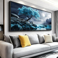 KELIYUAN Large Canvas Wall Decor Bedroom Blue Tree Landscape Wall Paintings Wall Art For Living Room Black And White Pictures Office Mural Framed Prints Artwork Modern Home Decor Aesthetics 32'X72'