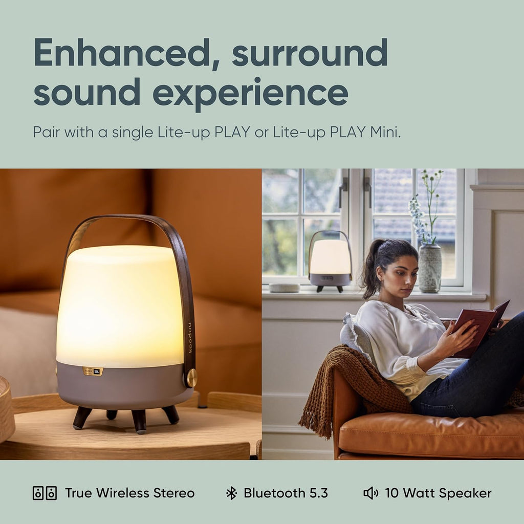 Kooduu Bluetooth Speaker Lamp with Sound by JBL - Cordless, Rechargeable Speaker & Lamp for Indoor/Outdoor Use, Earth