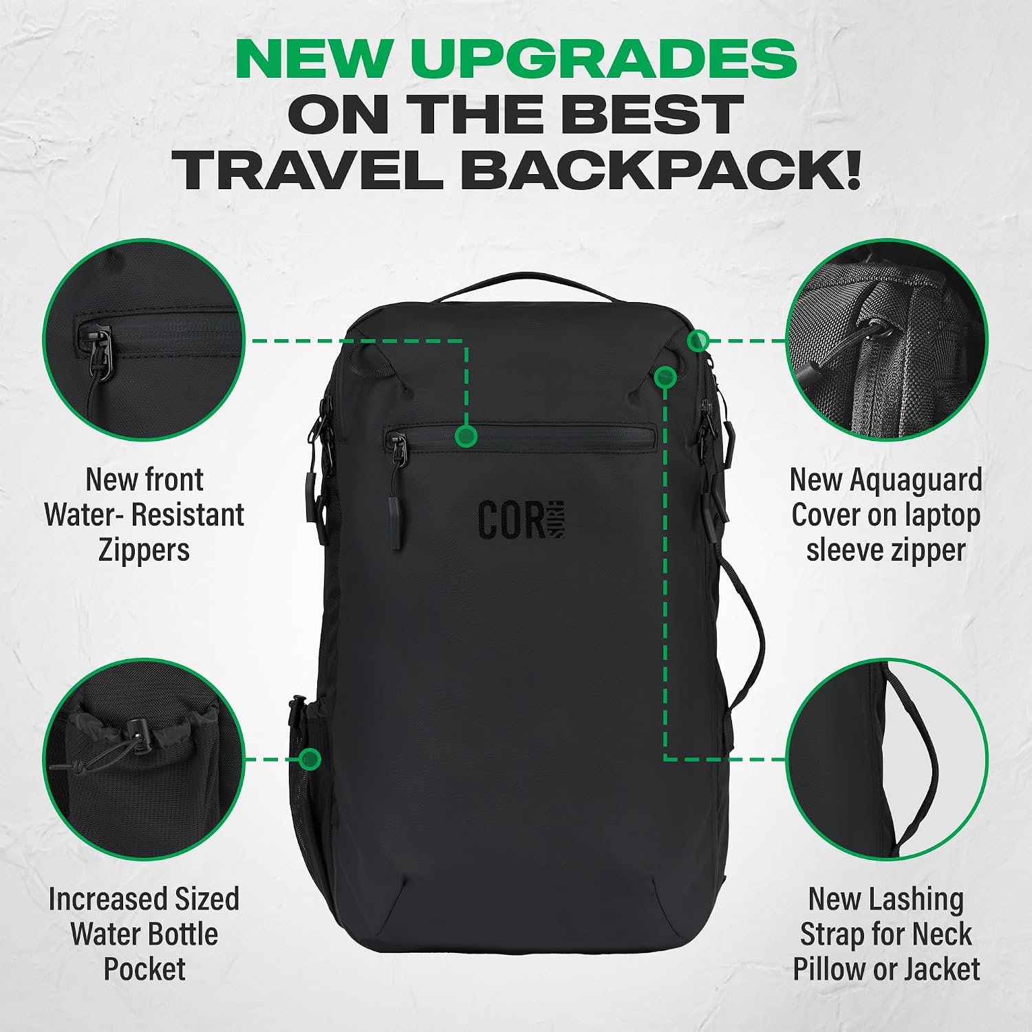 COR Surf Carry On Travel Backpack | NOW with Premium YKK Zippers | Flight Approved Carry On Laptop Backpack with Secret Passport Pockets | The Island Hopper (28L, Army Green)