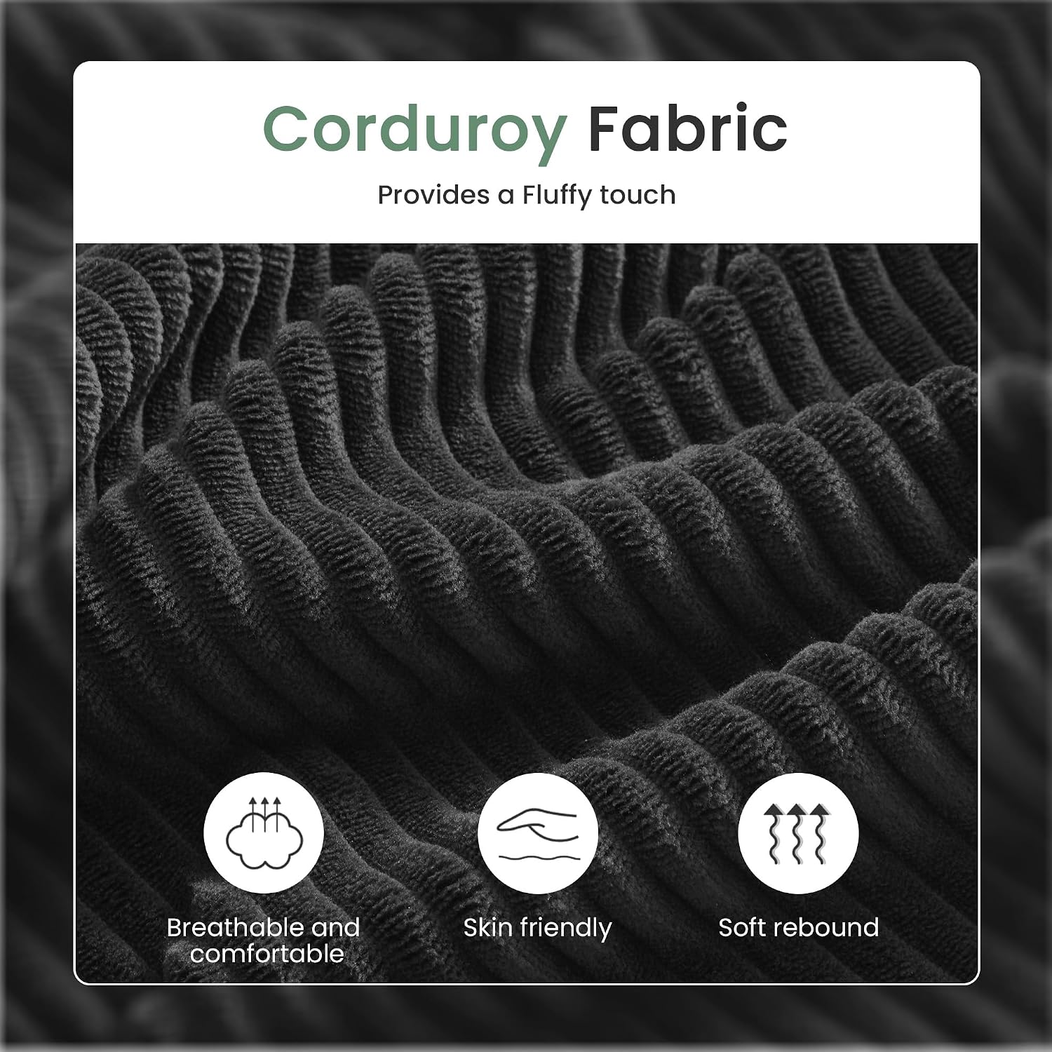 Fiona's magic 4 Seats Couch Set, 2 Piece Set Comfy Sofa, Loveseat Sofa*2 with Deep Seats for Living Room, Modern Sleeper Couch, Black Corduroy