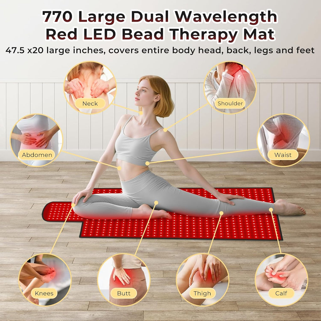 LITDUCK Body Red Light Therapy Mat, Eligible Red Light Therapy Blanket, 2in1 LEDs(660nm& 850nm), Premium Leather, Adjustable Timer & Intensity 36.3'*15.8'