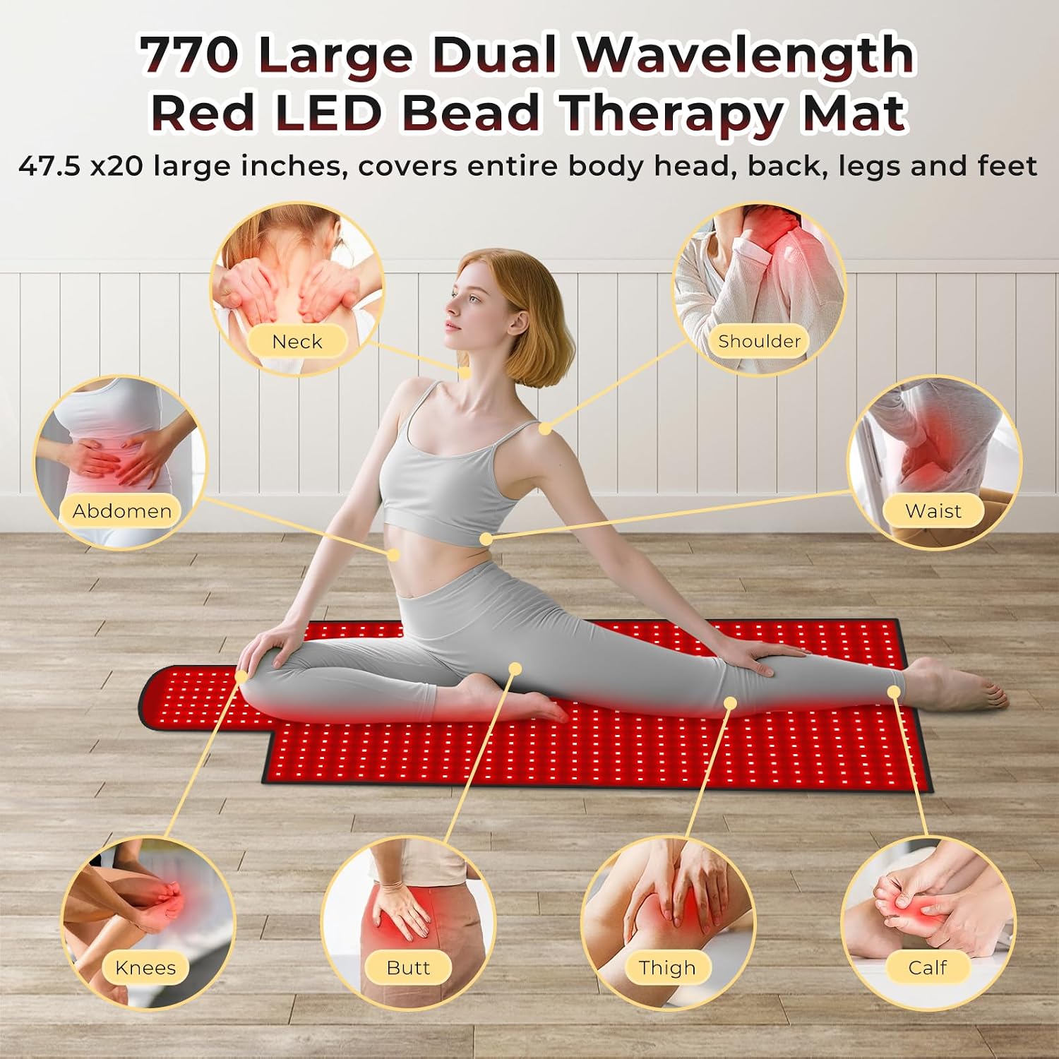 LITDUCK Body Red Light Therapy Mat, Eligible Red Light Therapy Blanket, 2in1 LEDs(660nm& 850nm), Premium Leather, Adjustable Timer & Intensity 36.3'*15.8'