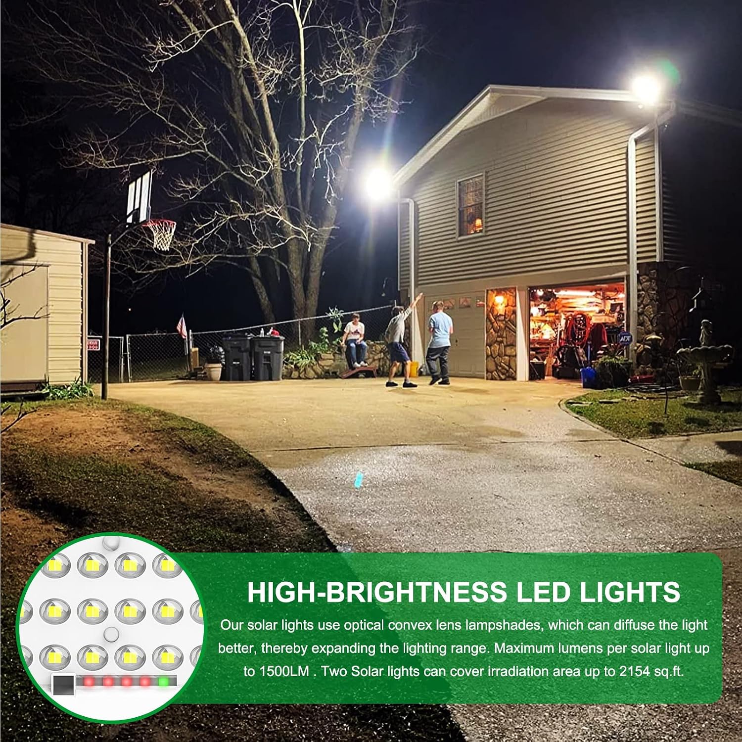 Engrepo 200 Watts Solar Flood Light Outdoor 1500 Lumens Dual White Floodlights Auto On/Off Dusk to Dawn with Remote Control for Yard, Garden, Shed, Barn.