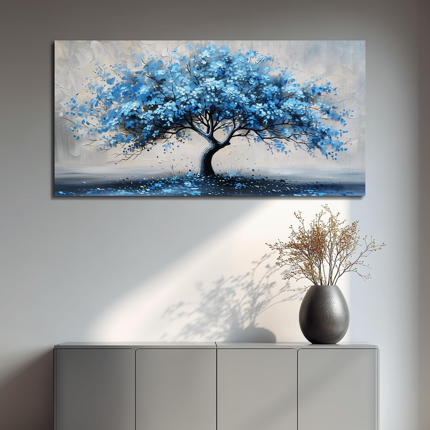 KELIYUAN Large Wall Art For Living Room Canvas Wall Decor For Office Bedroom Room Decorations Abstract Paintings Blue Tree Pictures Artwork Ready To Hang Guesthouse Mural Aesthetic Decor 30x60 In