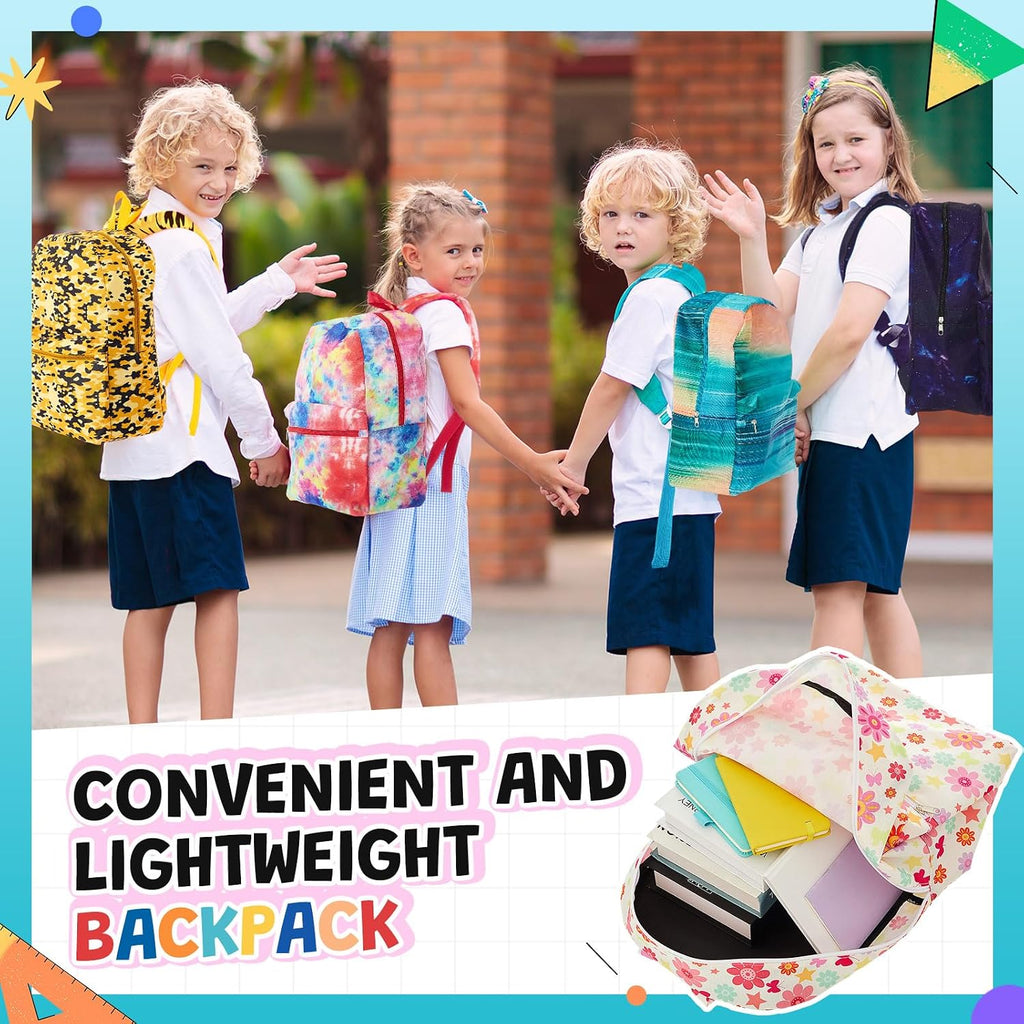 Amylove 12 Pack Backpack Bulk for Kids Lightweight School Wholesale Backpacks Printed Book Bag in Bulk for First Day of School (17 Inch,Assorted Color)
