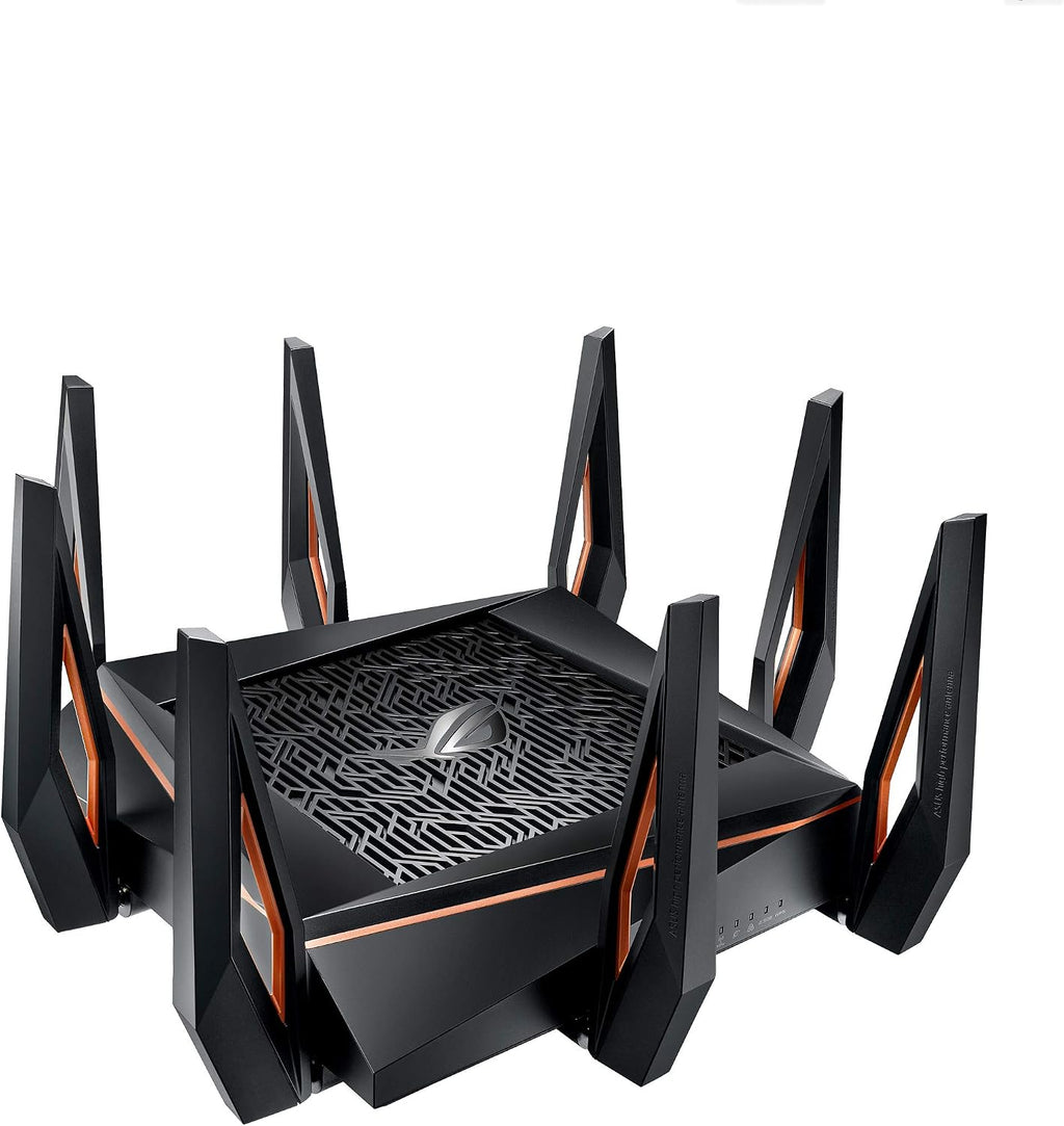 ROG Rapture GT-AX11000 IEEE 802.11ax Ethernet Wireless Router - 2.40 GHz ISM Band - 5 GHz UNII Band - 11000 Mbit/s Wireless Speed - 5 x Network Port - 1 x Broadband Port - USB - 2.5 Gigabit Ethernet -