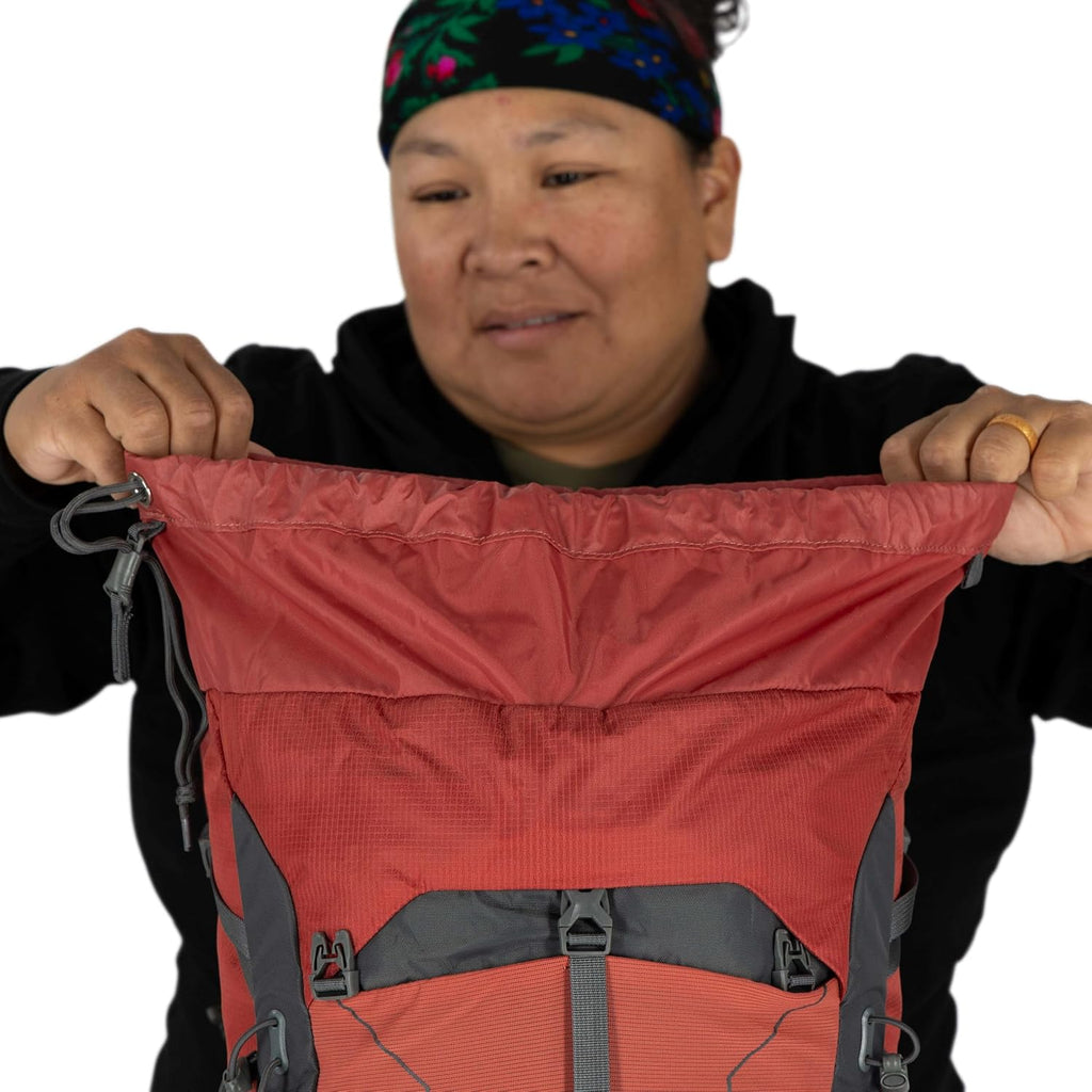 Osprey Tempest 33L Women's Lightweight Hiking Backpack - Daypack for Travel & Camping, Red Pampas/Coal Grey, Extended Fit