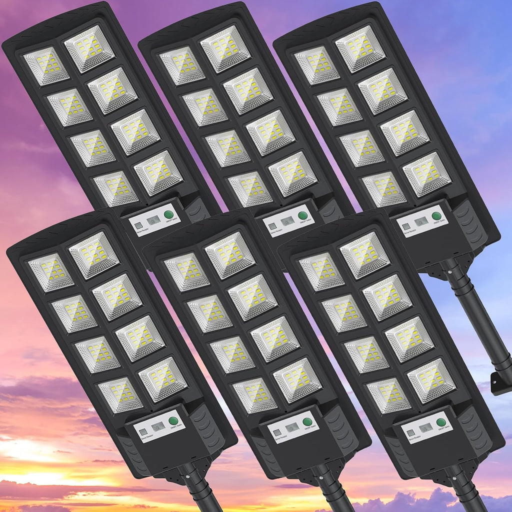 K4 200W Solar Lights Outdoor Waterproof,6500K Solar Street Lights Outdoor 12000LM LED Flood Light, Wide Angle with Motion Sensor and Remote Control for Yard,Fence,Parking lot,Garage(6 Pack)