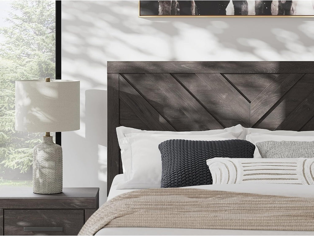 Signature Design by Ashley Prendonea Farmhouse Queen Panel Bed, Foundation or Box Spring Needed, Gray