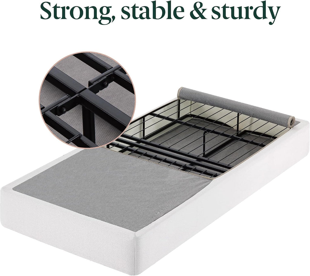 ZINUS No Assembly Metal Box Spring 9 Inch White Mattress Foundation, Sturdy Metal Structure, Twin