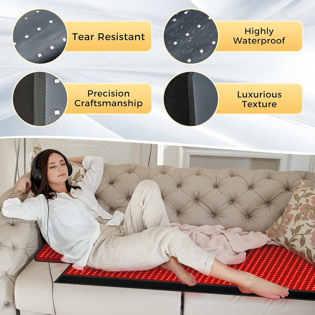 LITDUCK Body Red Light Therapy Mat, Eligible Red Light Therapy Blanket, 2in1 LEDs(660nm& 850nm), Premium Leather, Adjustable Timer & Intensity,76.8' x 33.4' 1370leds