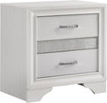 Coaster Home Furnishings Miranda 2-Drawer Bedroom Nightstand Modern Glam Wood Bedside Table Decorative Crystal Acrylic Trim Chrome Handles White 205112