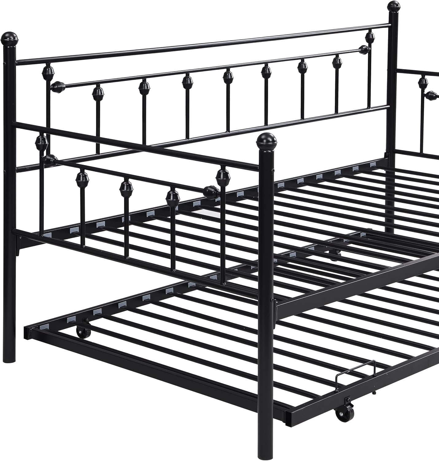 Daybed with Trundle Black,Modern Style and Comfort to Any Bedroom,1 Set of Bed in 1 Carton,Sturdy System
