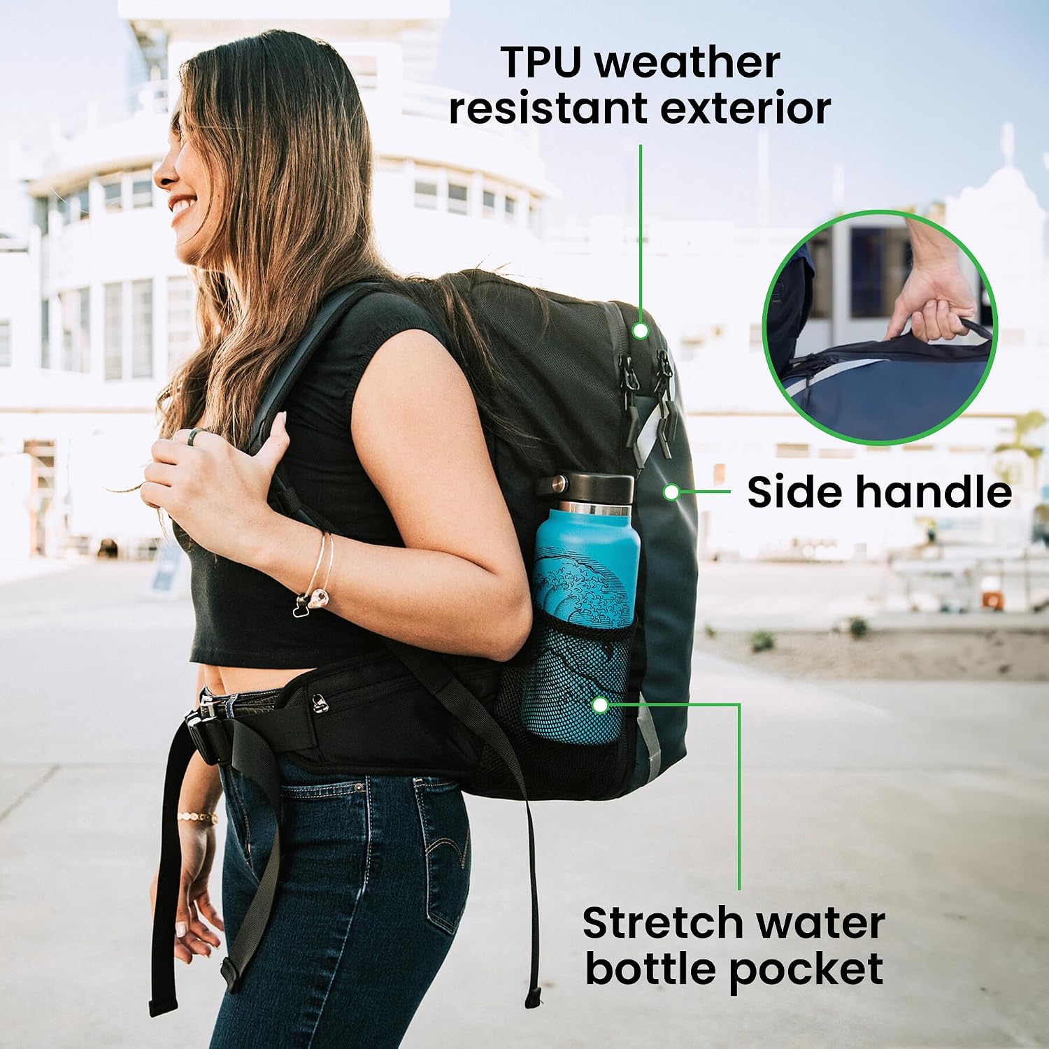 COR Surf Travel Backpack Carry On Backpack for Airplanes - Travel Backpack with Clamshell Design The Island Hopper - 40L Black